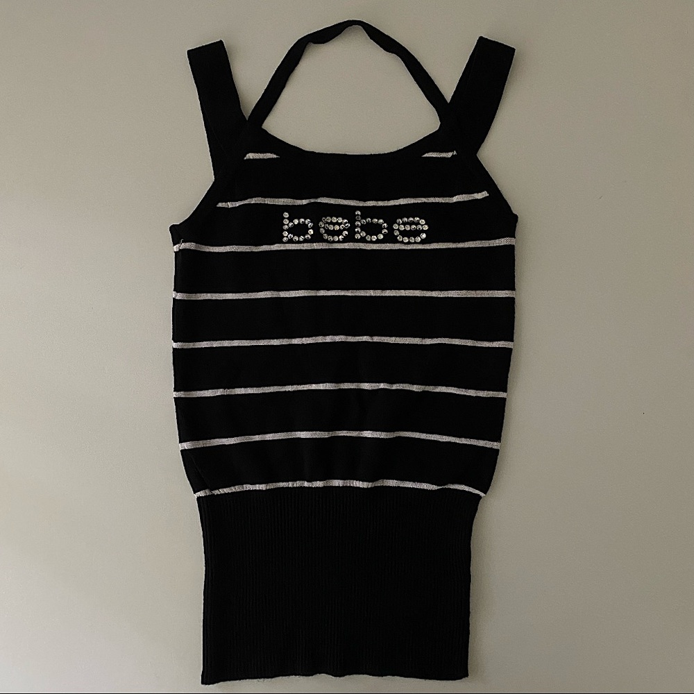 NWOT Bebe Logo Striped Tank Top S
